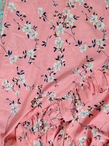 Pink Floral Ruffle Hem Dress