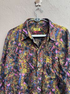 Vibrant Abstract Print Button-Up Shirt