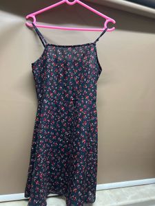 Navy Floral Spaghetti Strap Dress