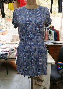 Stylish Blue Printed Dress