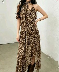 Leopard Print Ruffle Dress