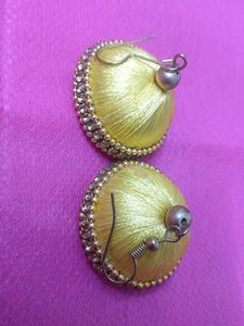 1 Set Of Bangles(Red Green Color &amp; White Stones)And 1 Set Of Silk Thread Earrings (Yellow Color)