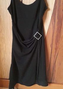 Chic Black Mini Dress with Rhinestone Accent