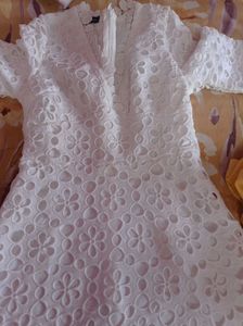 Elegant White Eyelet Midi Dress
