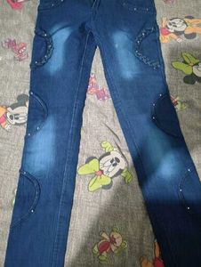 Stylish Blue Denim Jeans with Embellishments