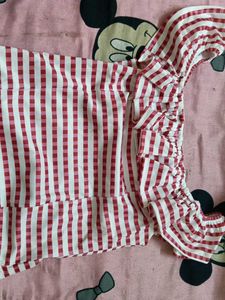 SHEIN Off-Shoulder Striped Ruffle Top