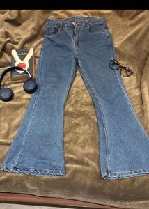 Flared Blue Denim Jeans
