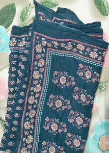 Elegant Teal Floral Print kurta and duppata