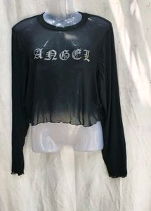 56209. Sheer "Angel" Crop Top