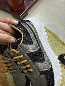 Sparkling Silver &amp; Black Sneakers