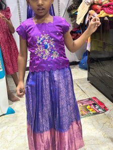 Beautiful Purple muggum work blouse  Lehenga
