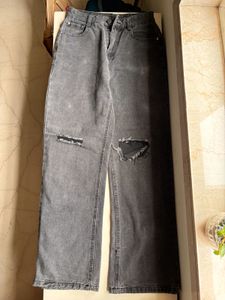 Distressed Grey Wide Leg Urbanic Jeans