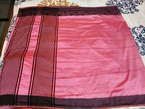 Pink Saree with Striped Border