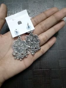 Oxidized Silver Jhumka Earrings