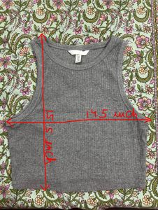 H&amp;M Grey Ribbed Crop Tank Top