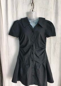 Chic Black Button-Up Shirt Dress