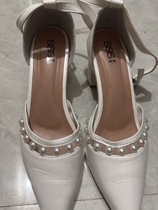Elegant White Pearl Heels