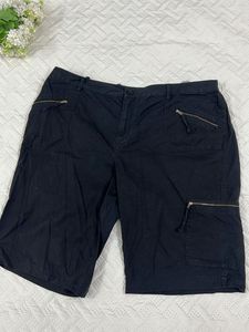 Black Cargo Shorts with Zippers