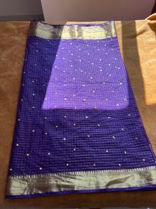 Purple Organza Saree With Kanchi Weaved Borders