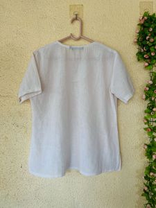 Lightweight Linen Blend V-Neck Top