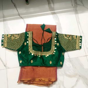 Double shaded Tissue Silk Saree with Blouse