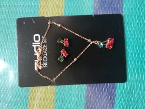 Cherry Necklace and Earrings Set