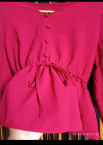Red Ruffle Sleeve Top