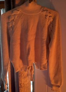 Knit Rib Stretchable High Neck Sweater.