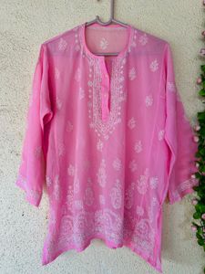 Beautiful Pink Chikankari Kurta