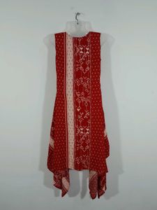A Line Red Printed Kurta Women's