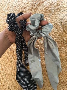 Chic Satin Scrunchies with Bows (Set of 2)