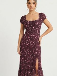 brown floral dress
