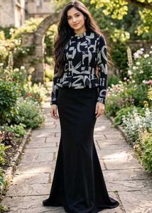 Stylish Graphic Print Peplum Dress