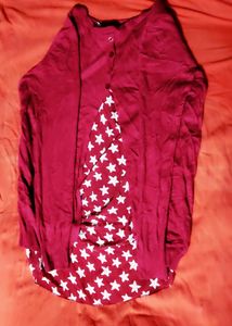 Maroon White Reverse Full Sleeve Top...🟥