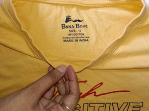 Men's Yellow &amp; White Color Block T-Shirt