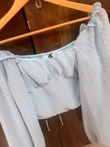 Unused M SIZE 34 Bust Sky-blue Crop Top