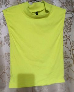 Neon Yellow Mock Neck Sleeveless Top