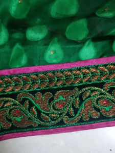 Green Saree with Pink Blouse