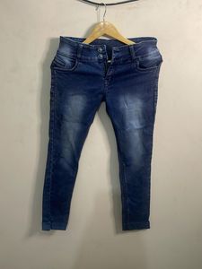 High-Waisted Blue Denim Jeans