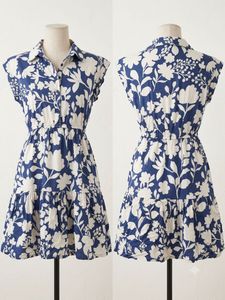 Blue Floral Print Shirt Dress