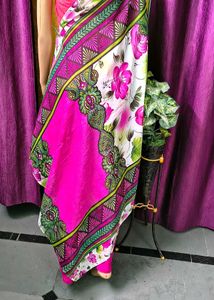 Vibrant Floral Pink Print Dupatta, Chudidar