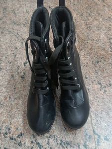 Chunky Black Lace-Up Boots