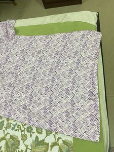 Purple Leaf Print Kurta