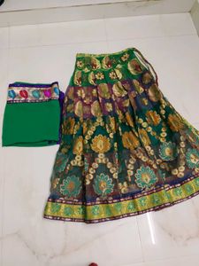 Beautiful Brocade Lehenga Skirt with dupatta.