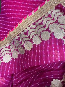Elegant Pink gota pati saree with stitch blouse