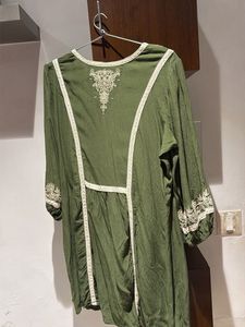 Embroidered Green short Kurta