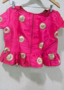 Raw Silk Blouse With Pearl And Gotta Work