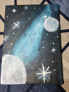 Hand-Painted Cosmic Canvas Art.made by my daughter