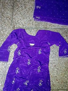 purple silk salwar kameez set with dupatta