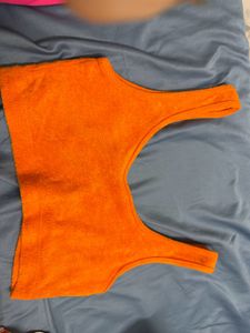 Orange Terry Cloth Bikini Top